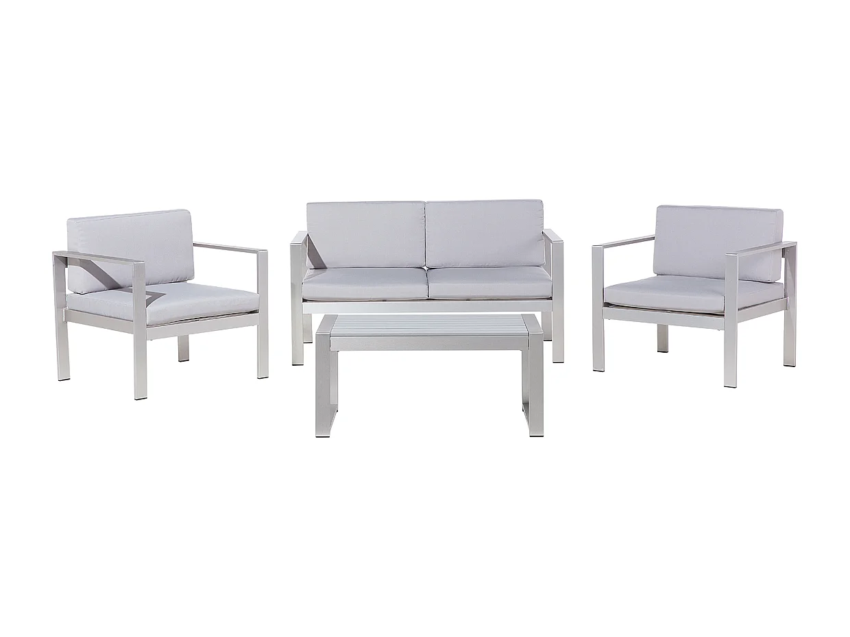 Set da giardino con tavolo 4 posti SALERNO Metallo Grigio chiaro