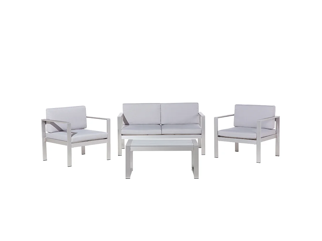 Set da giardino con tavolo 4 posti SALERNO Metallo Grigio chiaro