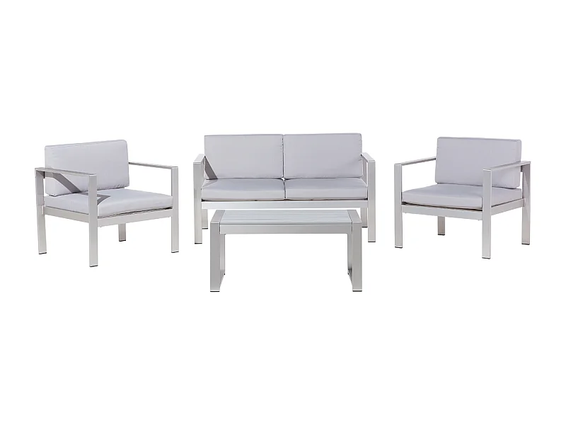 Conjunto de jardín con mesa 4 plazas SALERNO Metal Gris claro