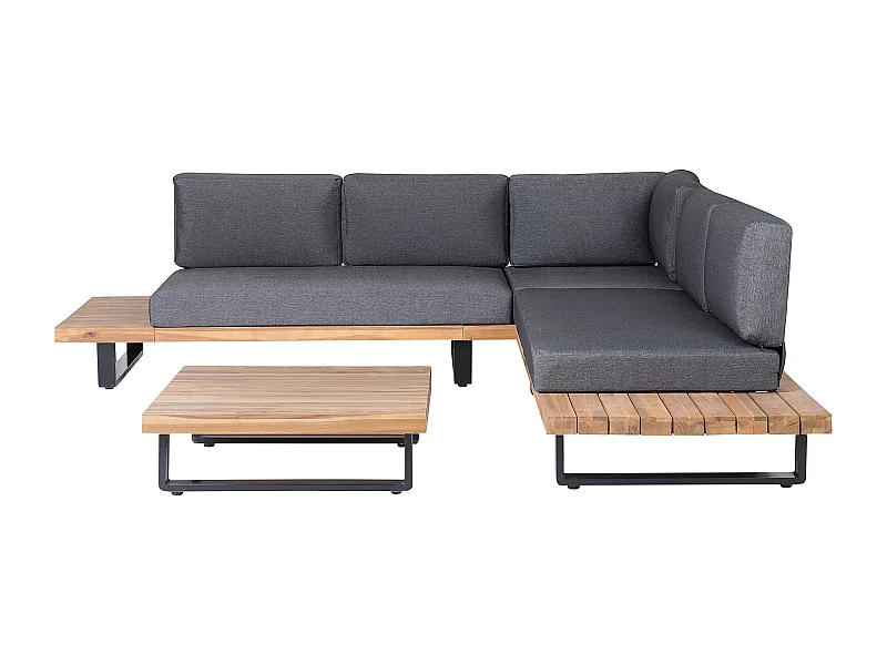 Ensemble de canapés d'angle de jardin 5 places MYKONOS Côté droit Bois d'acacia certifié Gris foncé