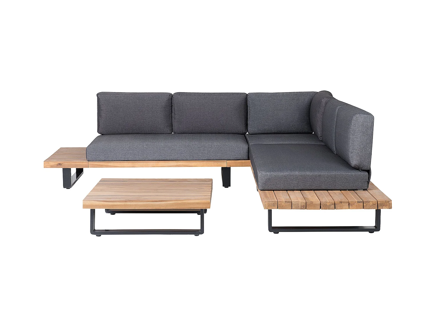 Ensemble de canapés d'angle de jardin 5 places MYKONOS Côté droit Bois d'acacia certifié Gris foncé