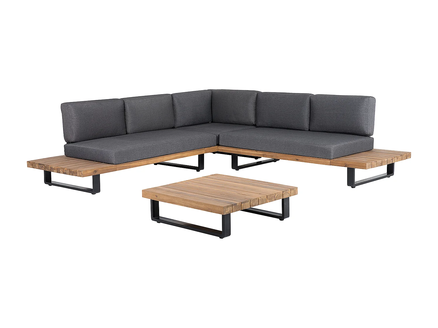 Ensemble de canapés d'angle de jardin 5 places MYKONOS Côté droit Bois d'acacia certifié Gris foncé