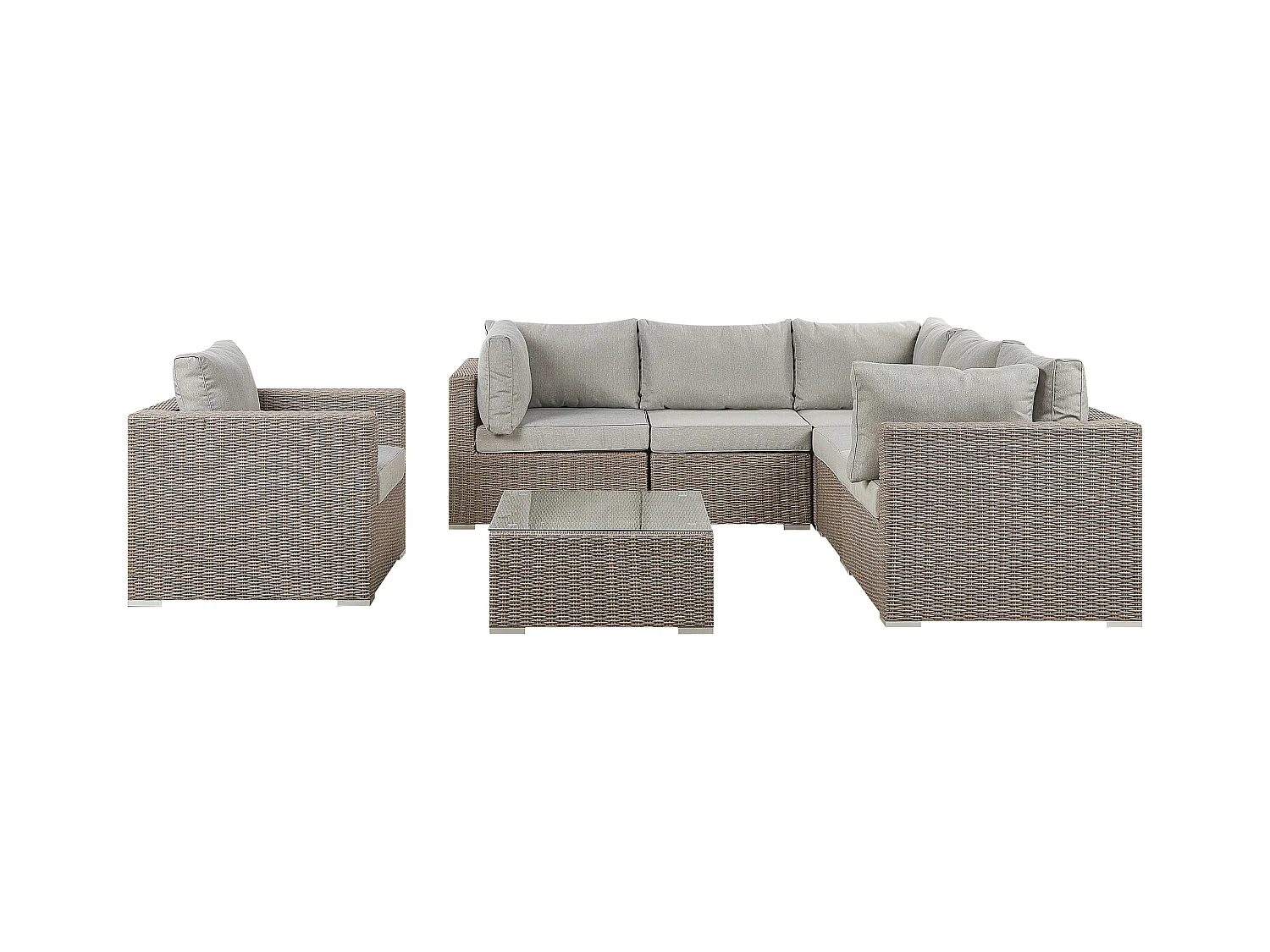 Ensemble de salon de jardin avec table 6 places CONTARE Côté droite Taupe