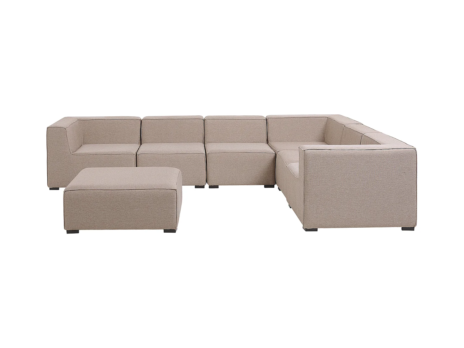 Canapé d'angle de jardin avec ottoman 7 places AREZZO Côté droite Beige