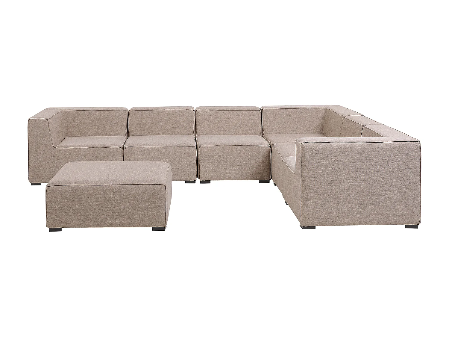 Canapé d'angle de jardin avec ottoman 7 places AREZZO Côté gauche Beige