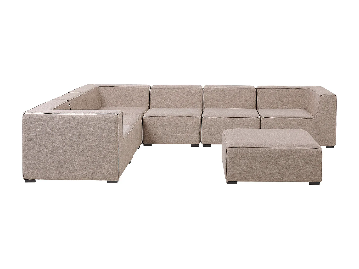 Canapé d'angle de jardin avec ottoman 7 places AREZZO Côté gauche Beige