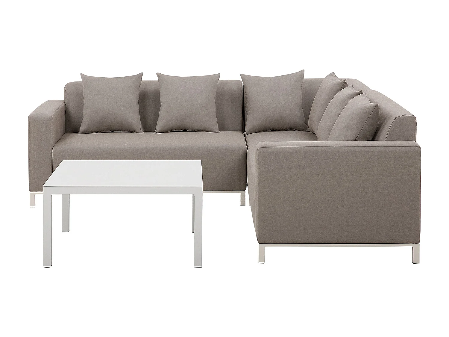 Lounge Set für 5 Personen Ecksofa beige linksseitig mit Couchtisch Modern Belize