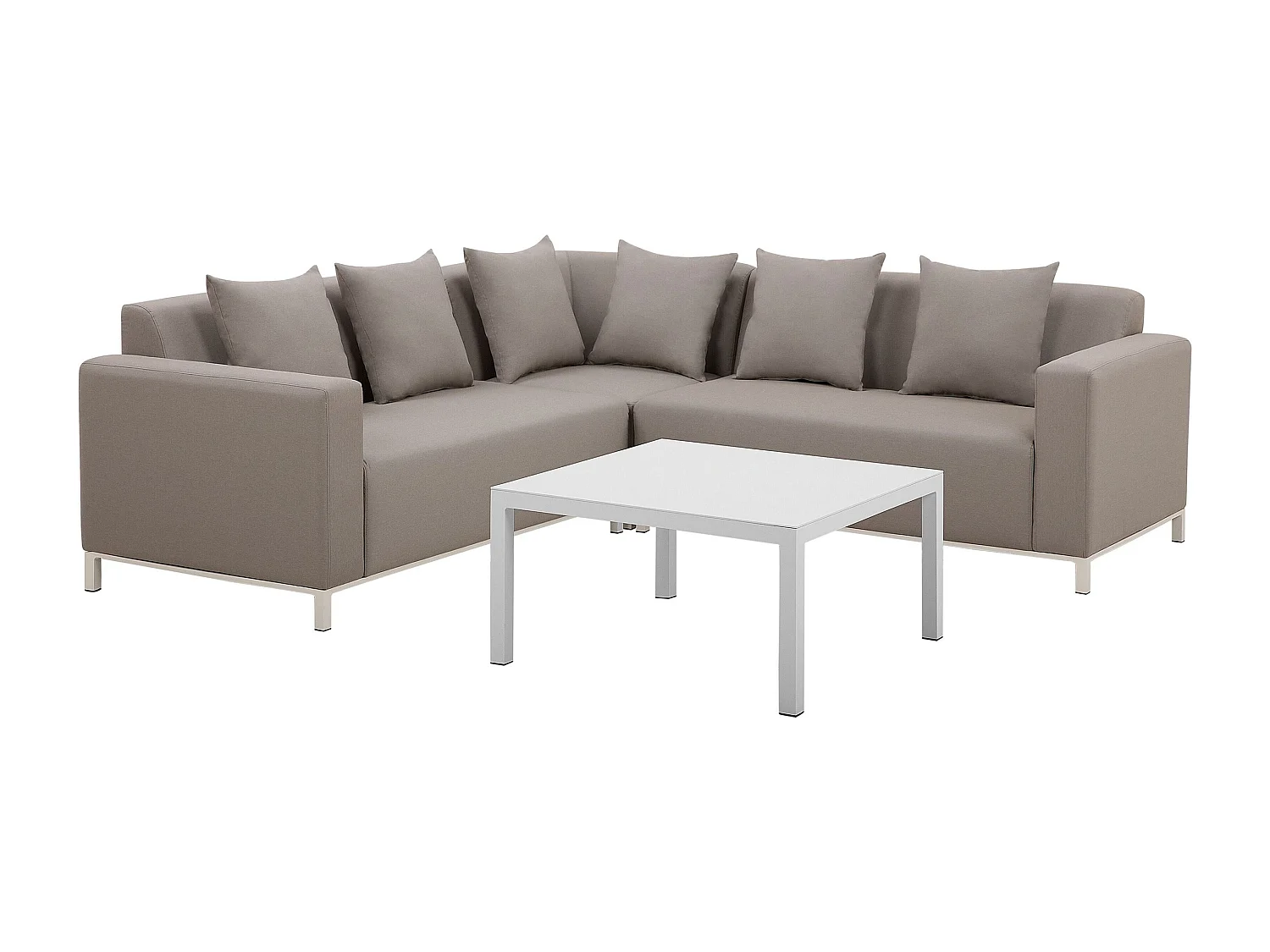 Lounge Set für 5 Personen Ecksofa beige linksseitig mit Couchtisch Modern Belize