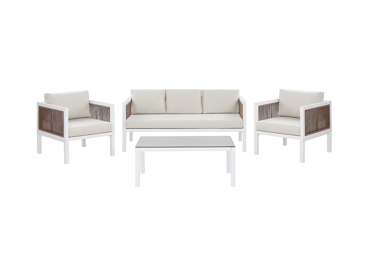 Ensemble de salon de jardin avec table 5 places BORELLO Métal Blanc