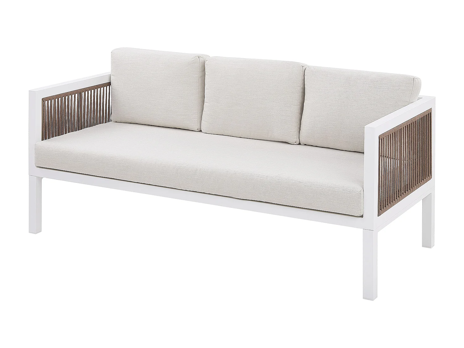 Garten Sofa Set weiß inkl. Kissen beige Sofa Sessel Tisch 5-Sitzer Borello