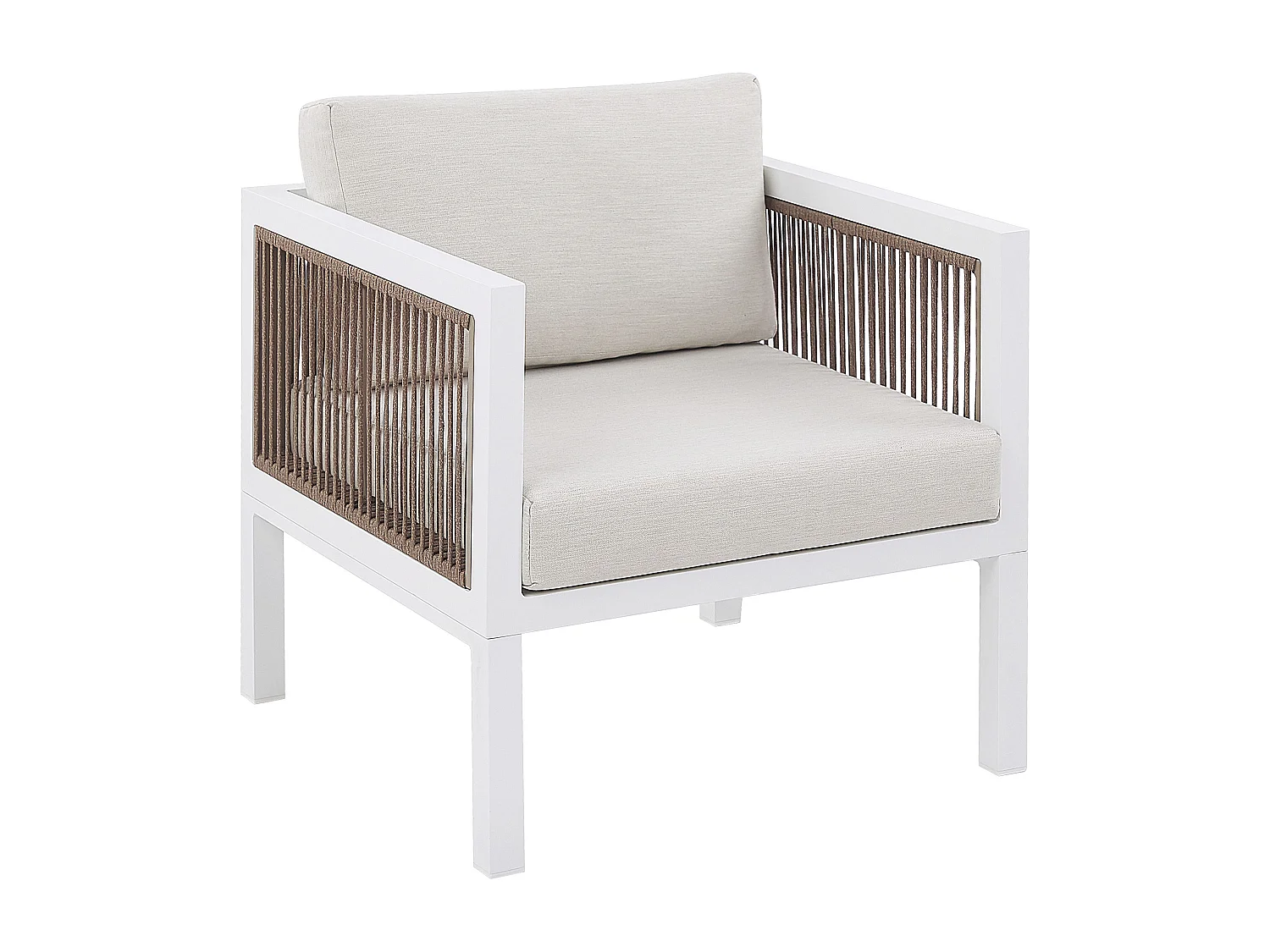 Garten Sofa Set weiß inkl. Kissen beige Sofa Sessel Tisch 5-Sitzer Borello