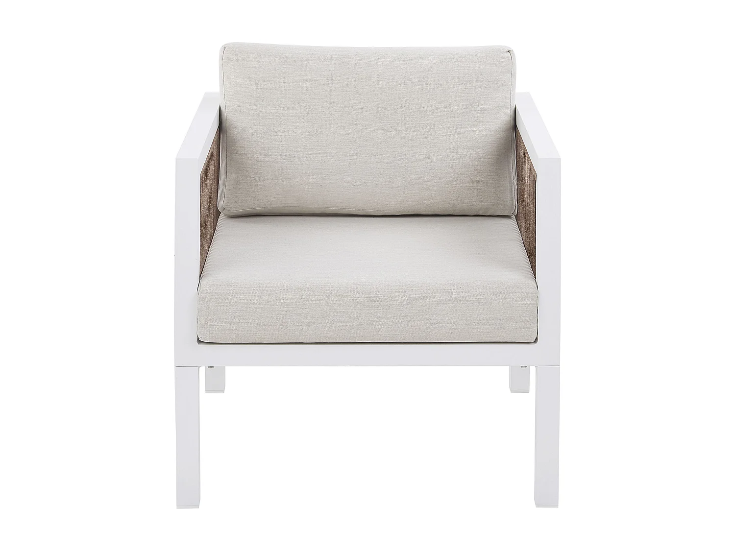 Garten Sofa Set weiß inkl. Kissen beige Sofa Sessel Tisch 5-Sitzer Borello