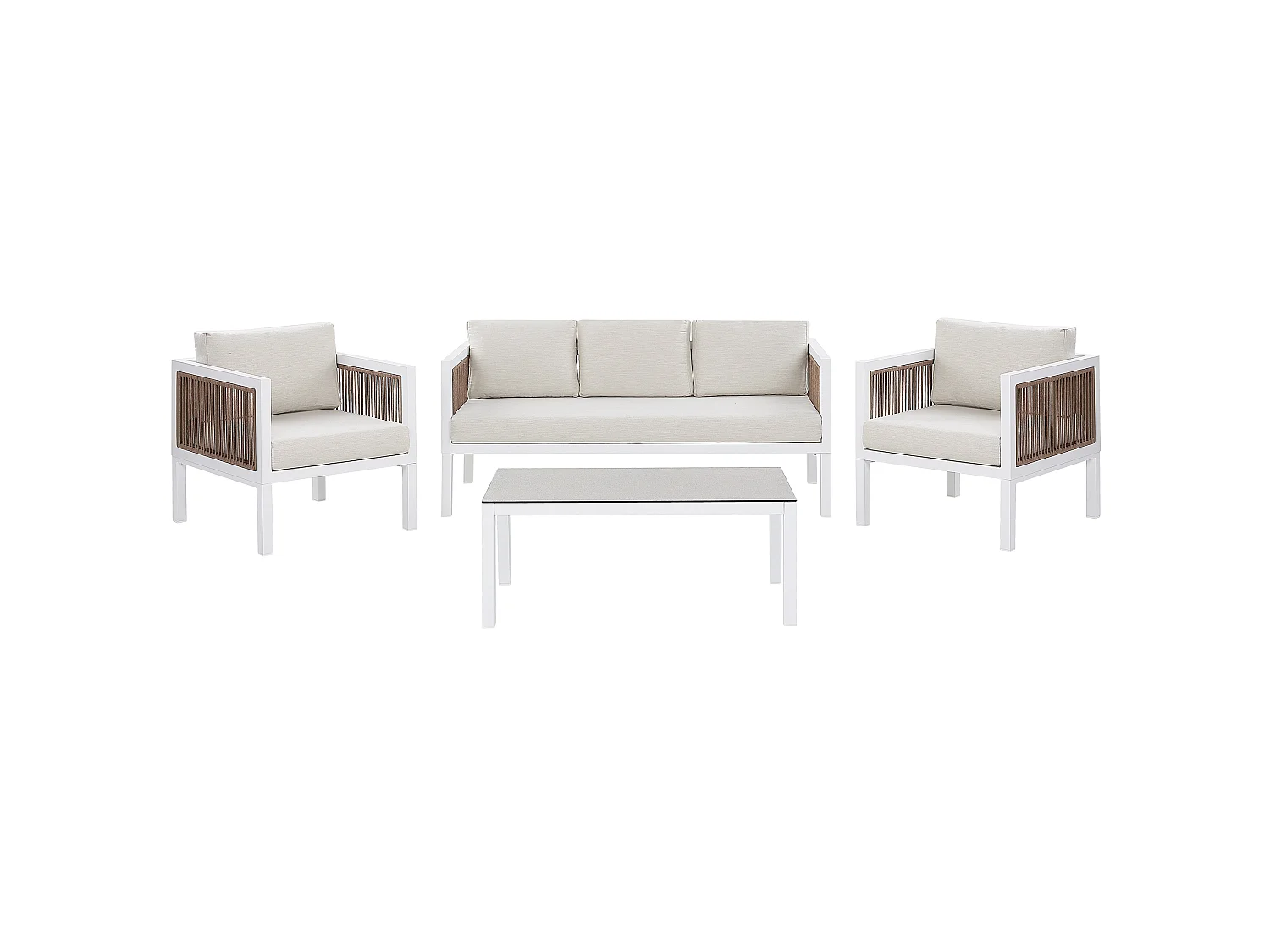 Lounge Set mit Tisch 5-Sitzer BORELLO Metall Weiss