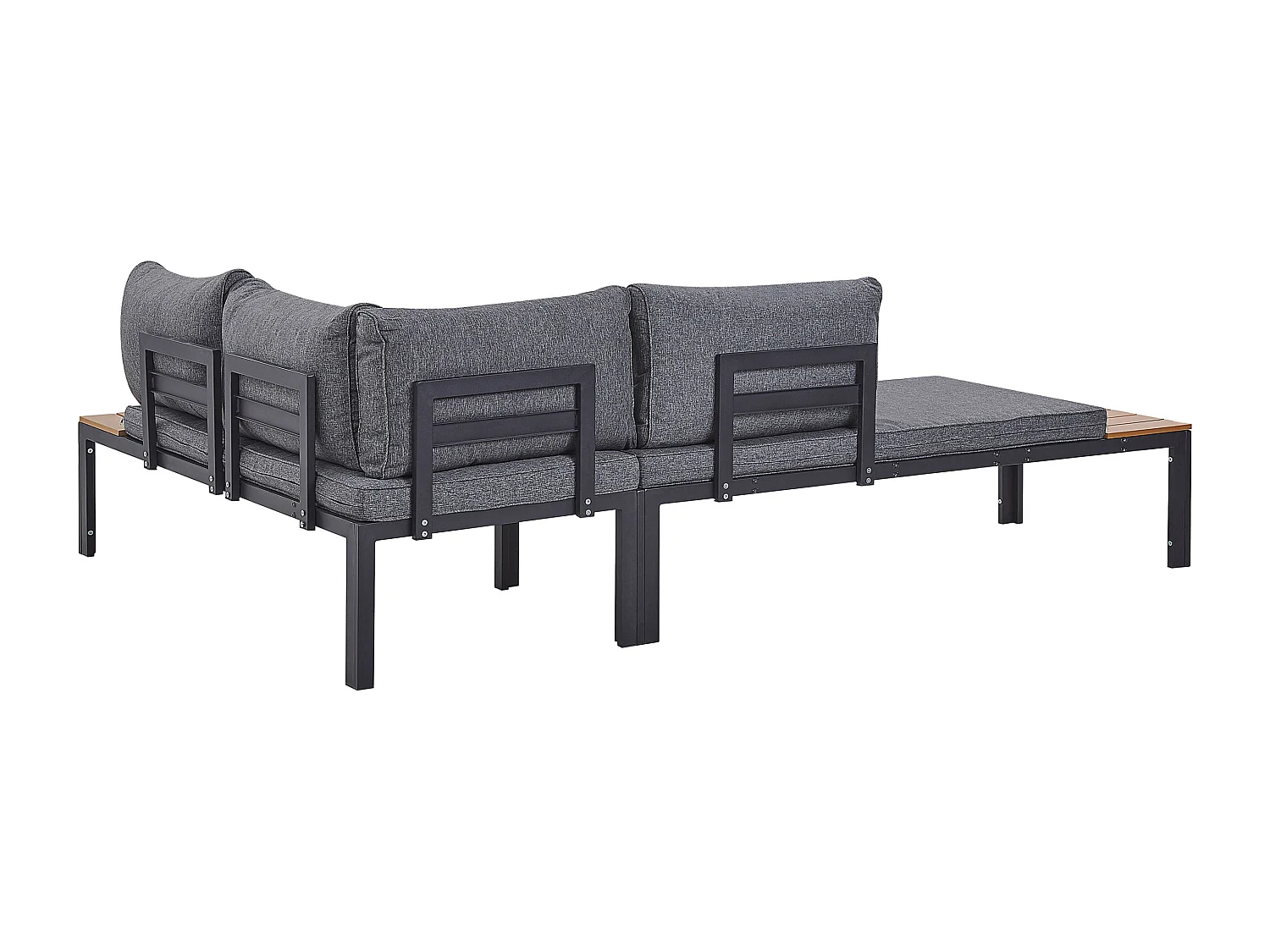 Gartenmöbelset schwarz/hellbraun Sofa mit Kaffeetisch Polsterbezug grau Pienza