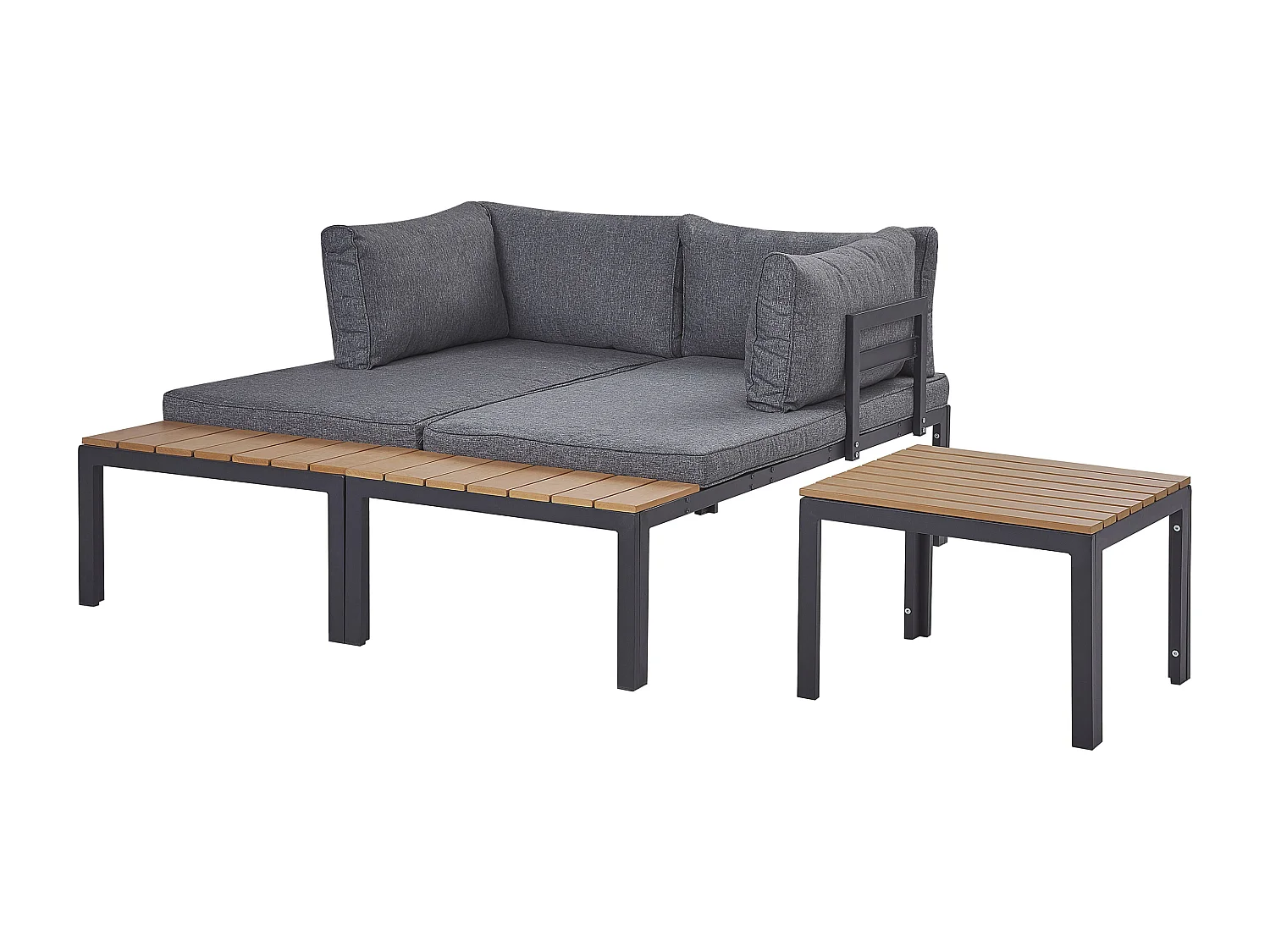 Gartenmöbelset schwarz/hellbraun Sofa mit Kaffeetisch Polsterbezug grau Pienza