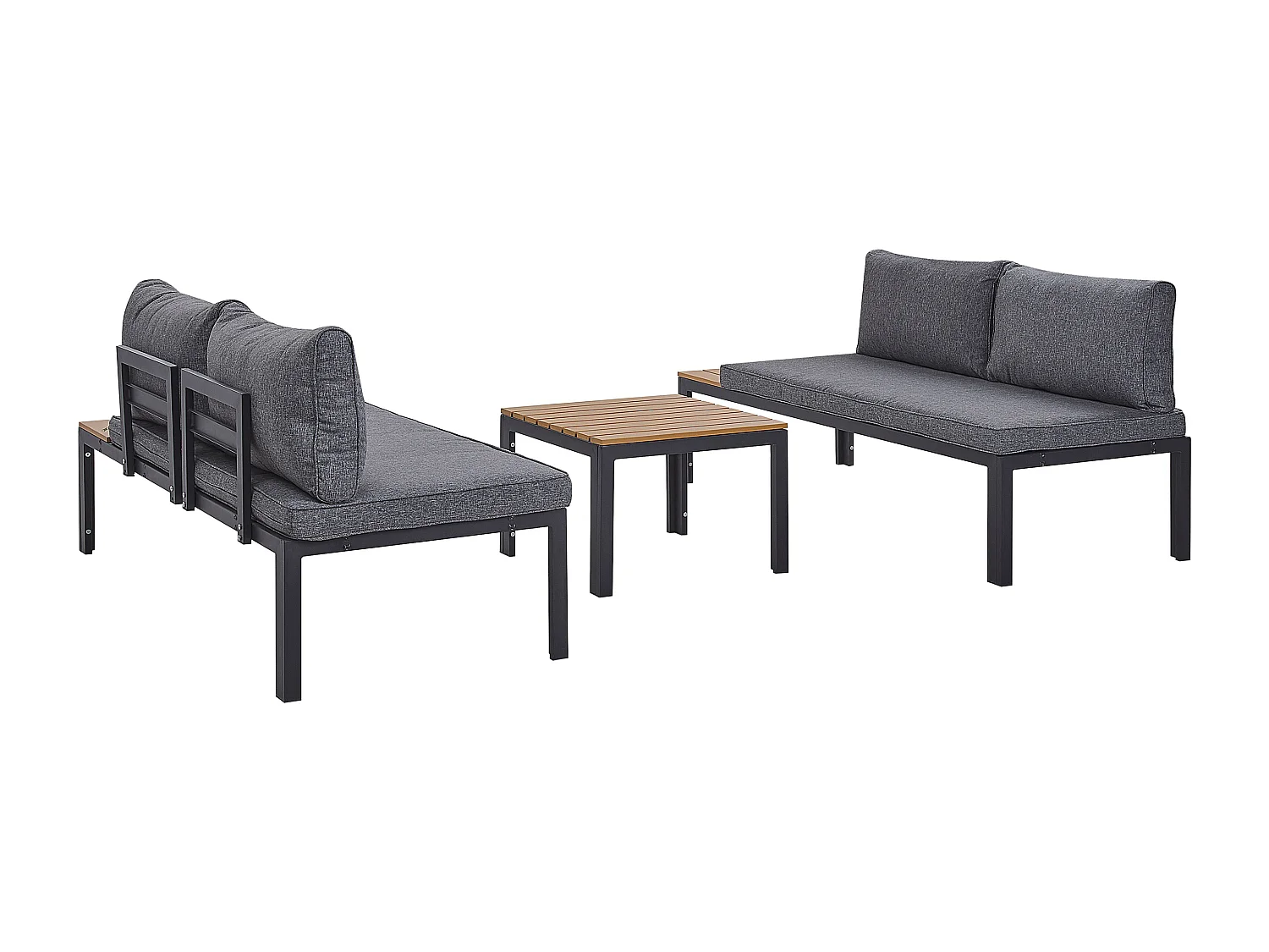 Gartenmöbelset schwarz/hellbraun Sofa mit Kaffeetisch Polsterbezug grau Pienza