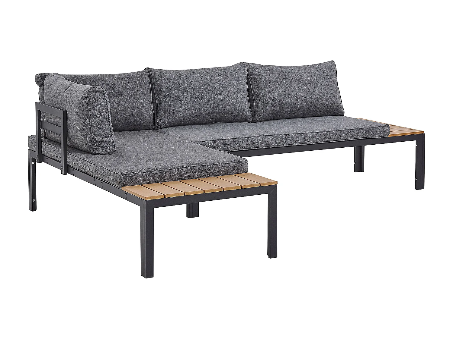 Gartenmöbelset schwarz/hellbraun Sofa mit Kaffeetisch Polsterbezug grau Pienza