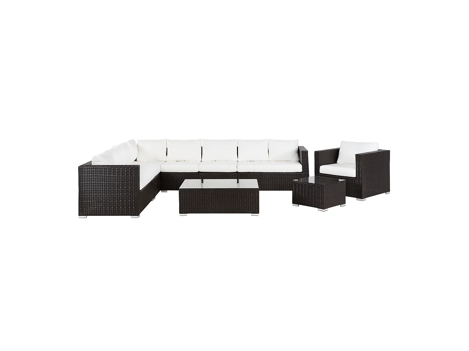 Loungeset met tafel 8-zitter XXL Rechterzijde Donkerbruin