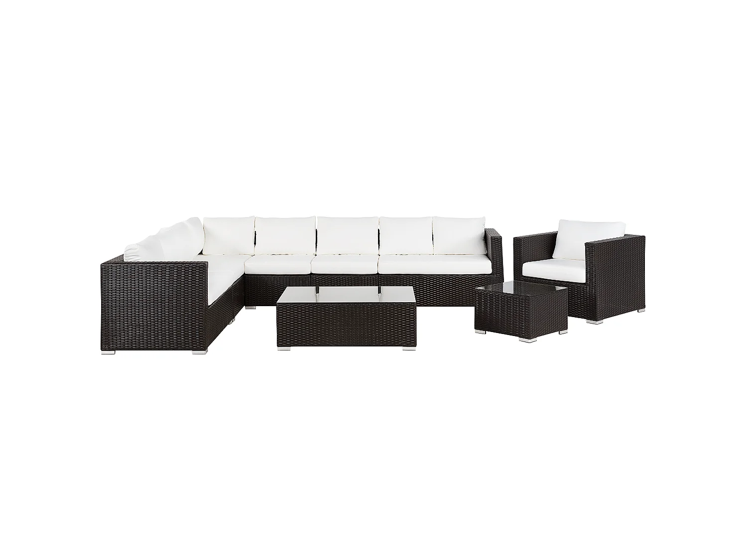 Conjunto de jardín con mesa 8 plazas XXL Derecha modular Marrón oscuro