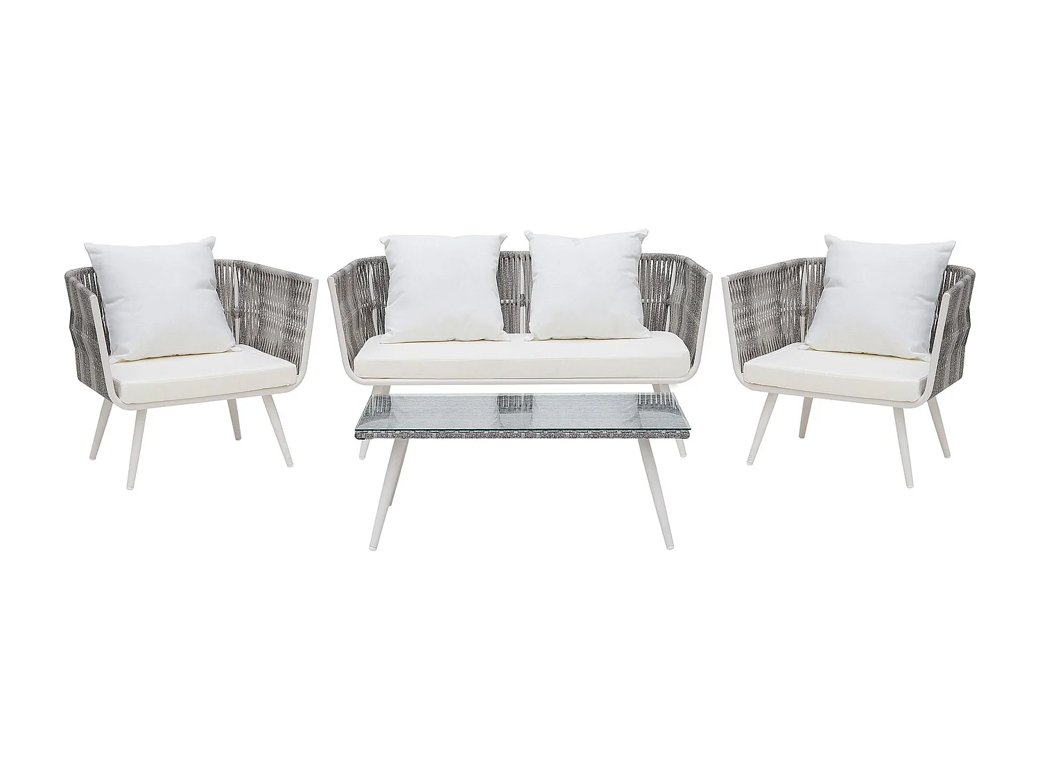 Conjunto de jardim com mesa 4 lugares RAGUSA Branco creme