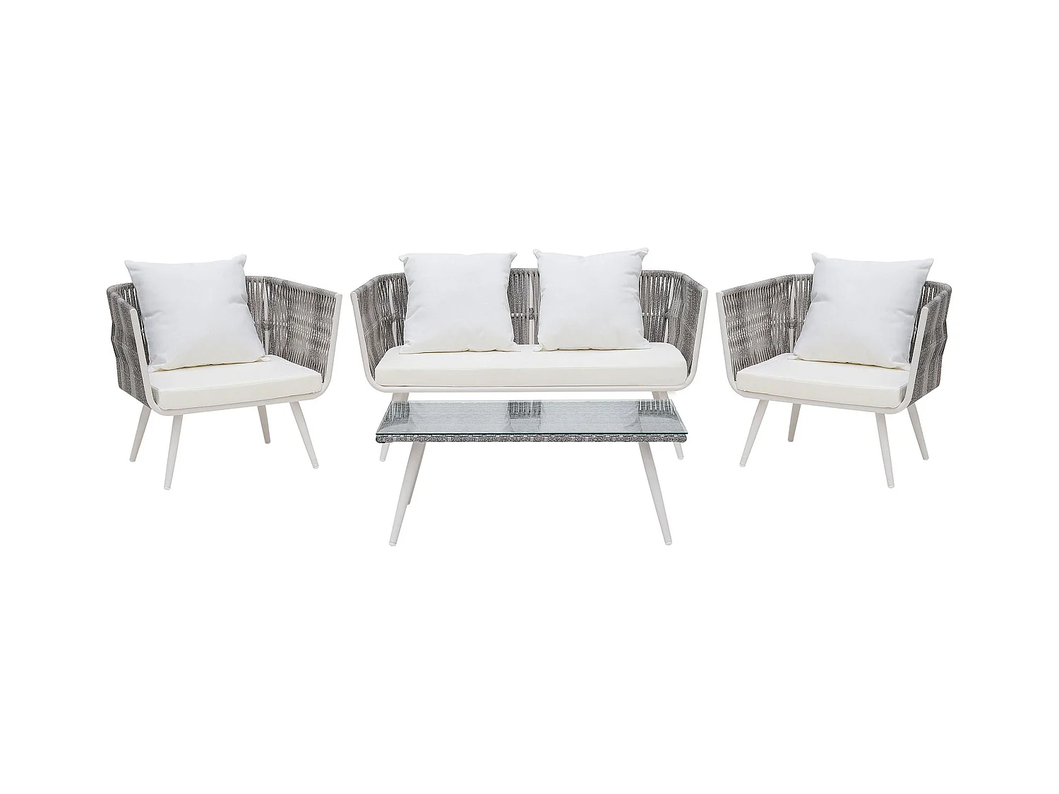 Ensemble de salon de jardin avec table 4 places RAGUSA Blanc cassé