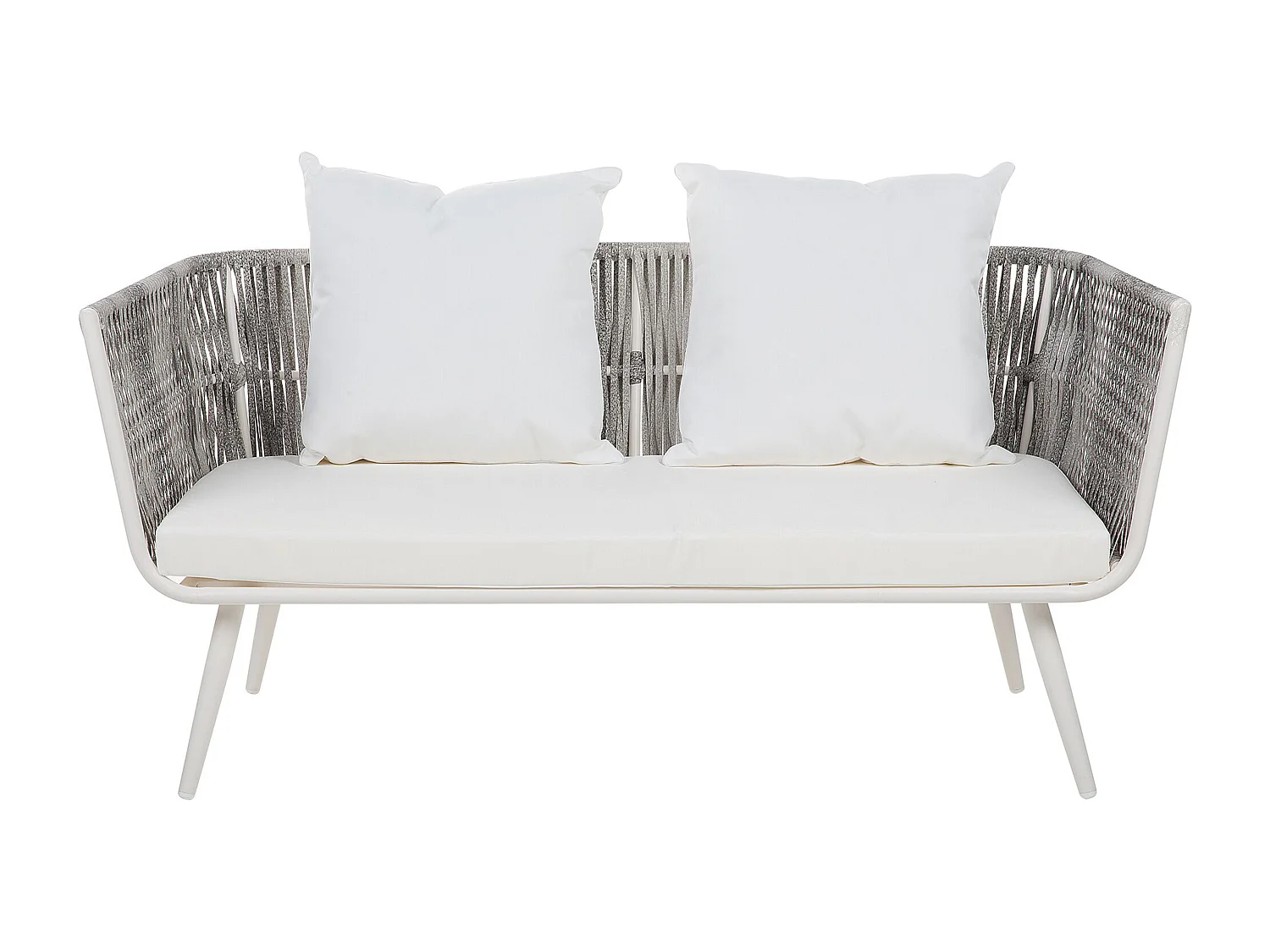 Lounge Set mit Tisch 4-Sitzer RAGUSA Polyrattan Cremeweiss