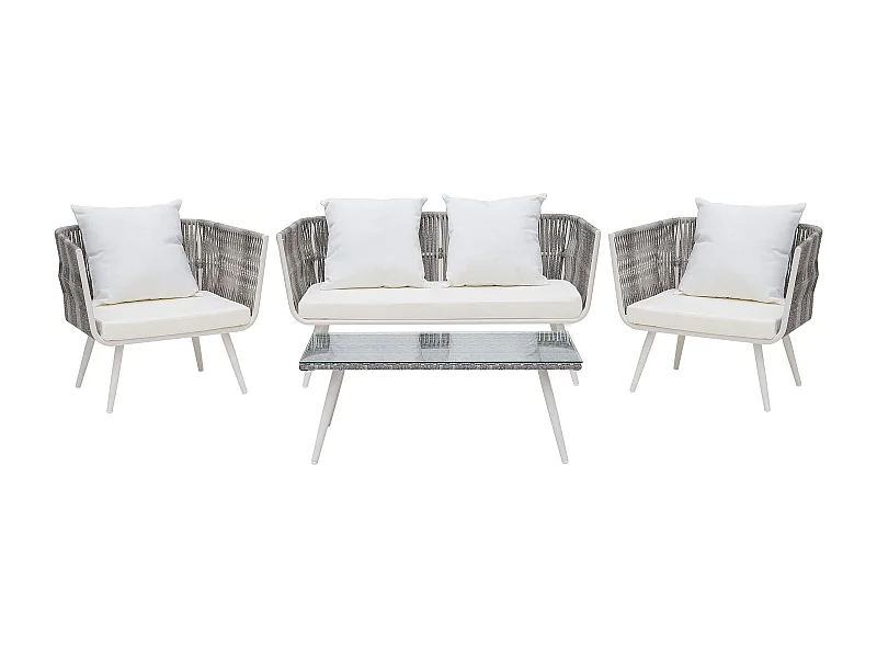 Ensemble de salon de jardin avec table 4 places RAGUSA Blanc cassé