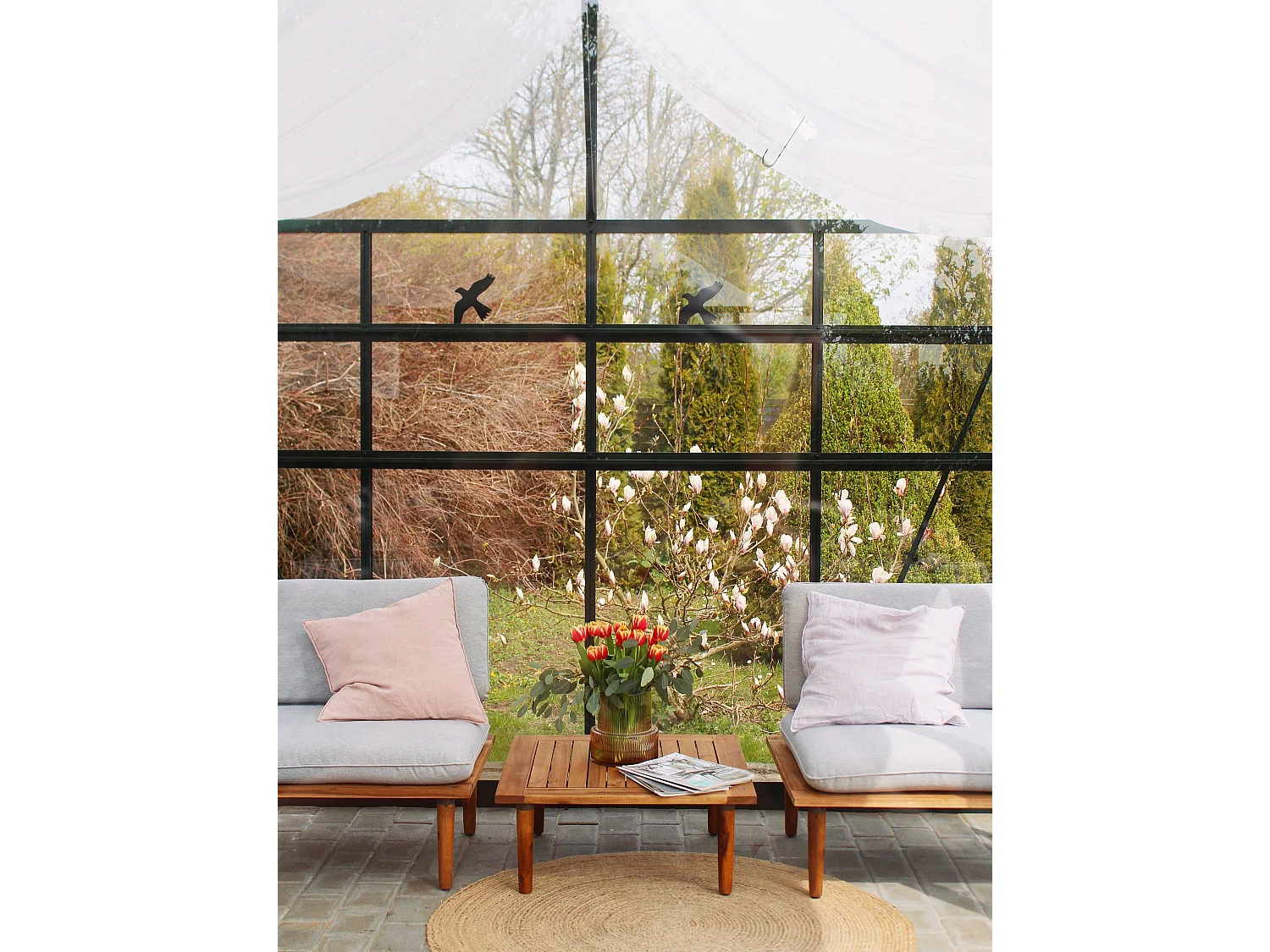Ensemble de salon de jardin avec table 2 places FRASCATI Bois d'acacia certifié Gris clair