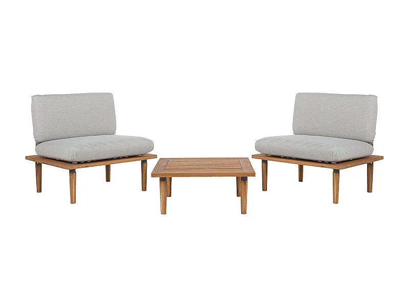 Lounge Set mit Tisch 2-Sitzer FRASCATI modular zertifiziertes Akazienholz Hellgrau
