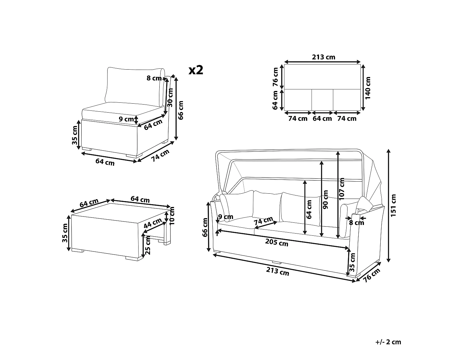 Ensemble de salon de jardin avec table 5 places COCCOLIA Beige