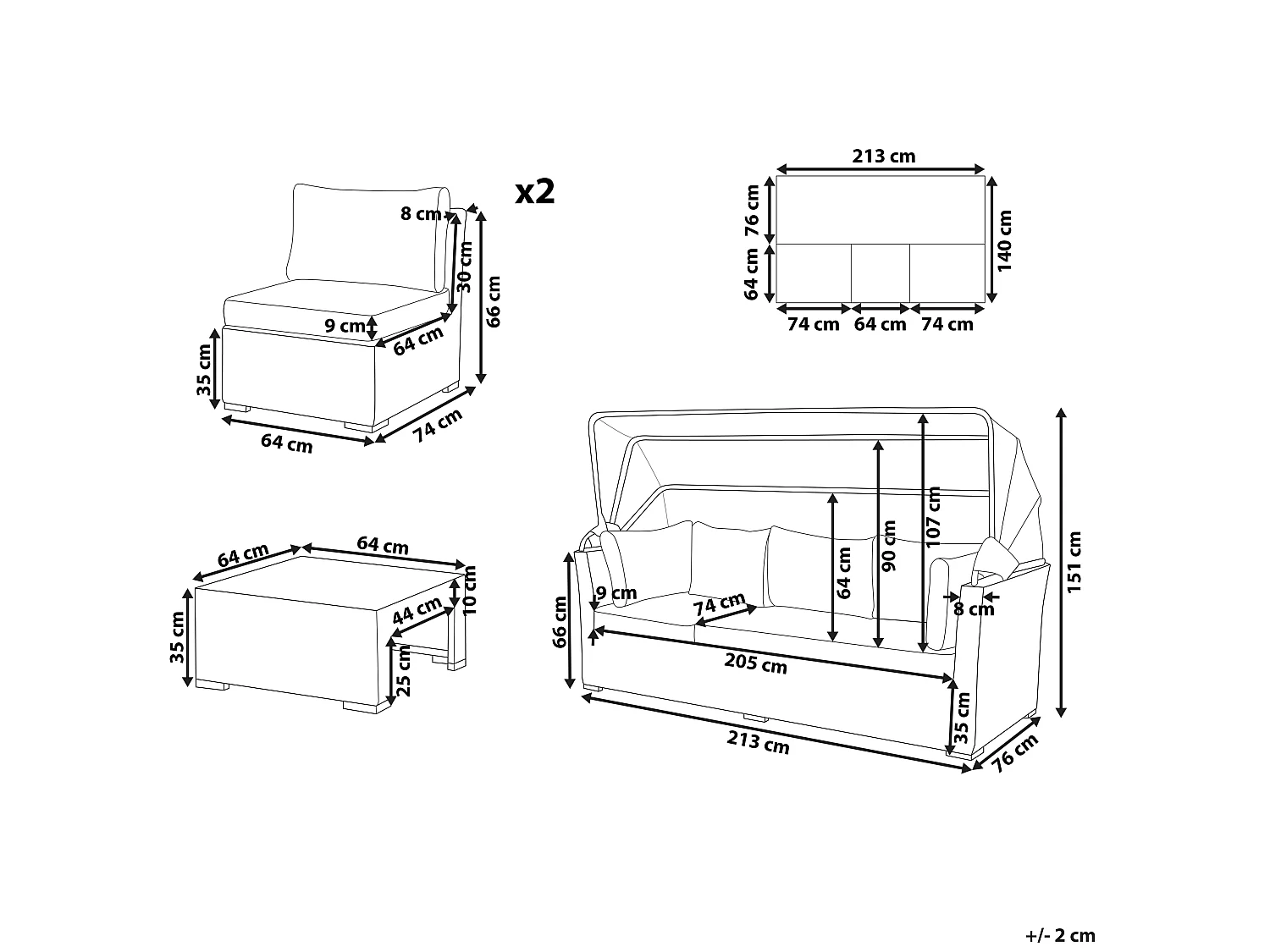 Ensemble de salon de jardin avec table 5 places COCCOLIA Beige