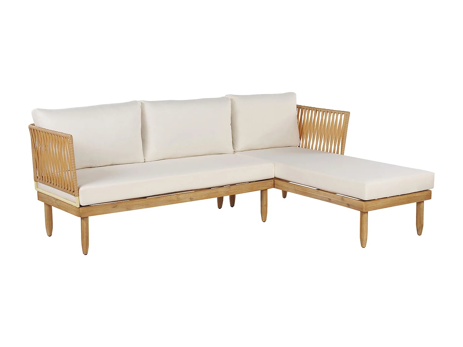 Conjunto de jardim com mesa 4 lugares CREMONA à esquerda Madeira de acácia Branco creme
