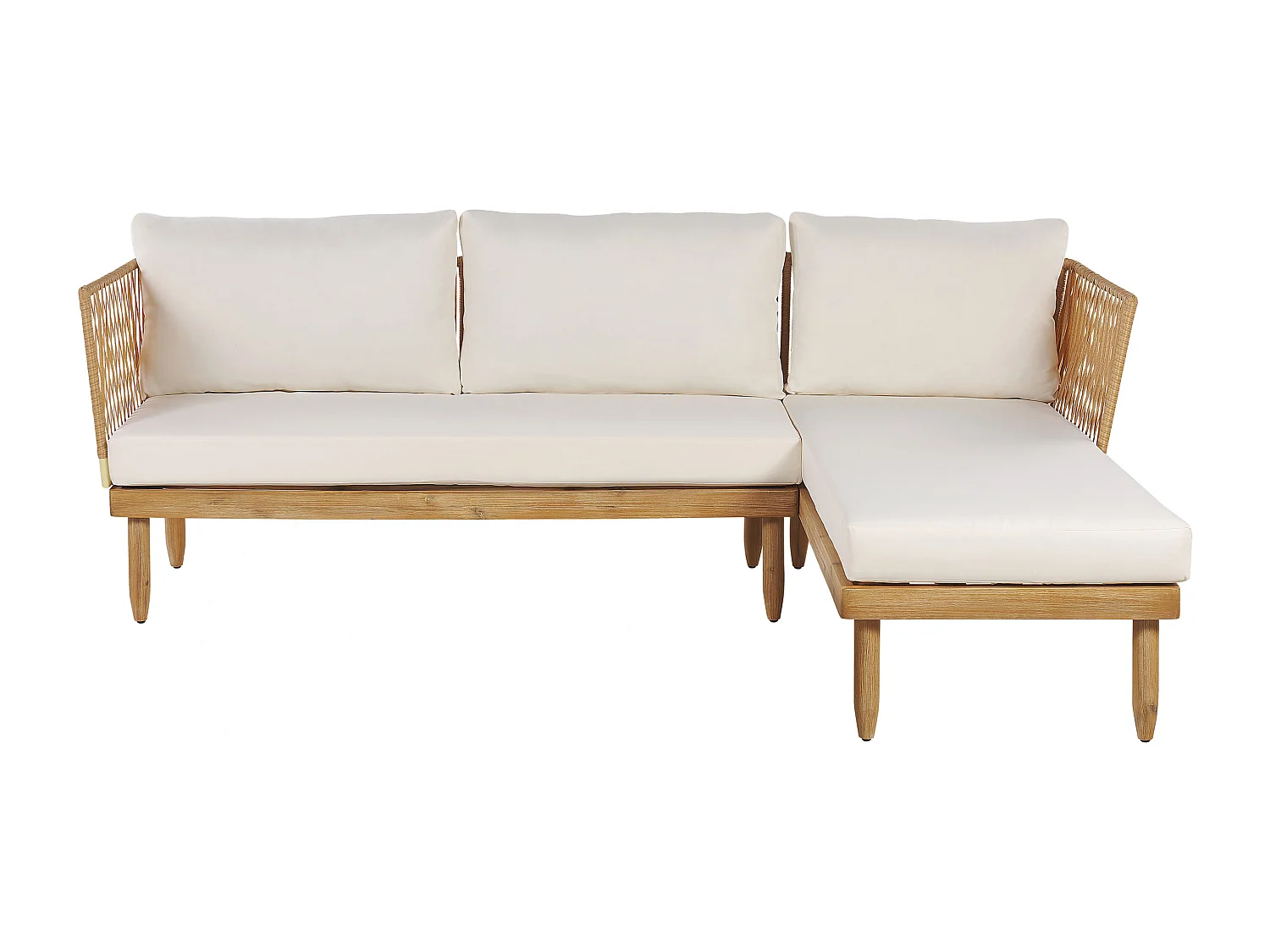 Conjunto de jardim com mesa 4 lugares CREMONA à esquerda Madeira de acácia Branco creme