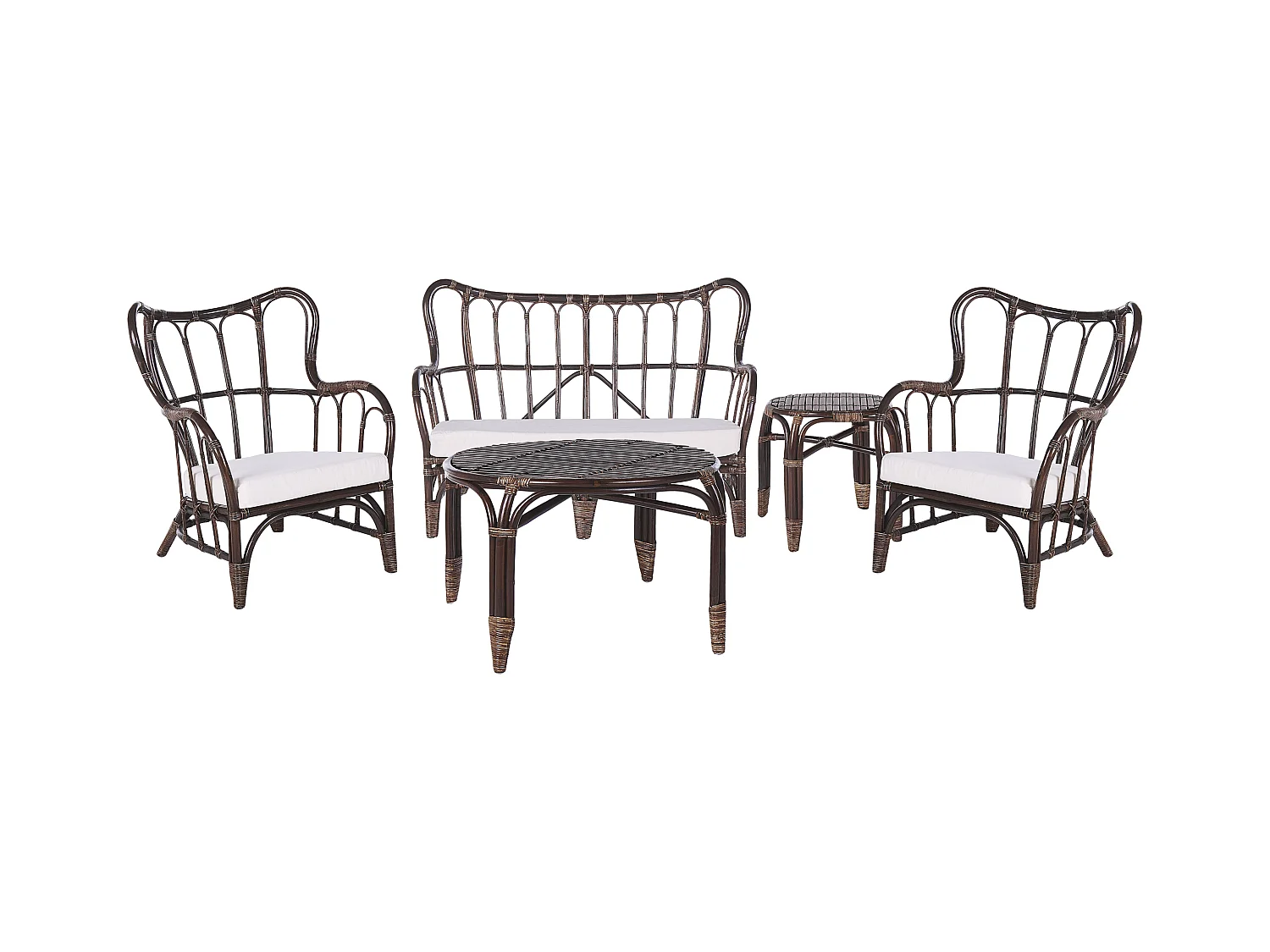 Ensemble de salon de jardin avec table 4 places BRINDISI Rotin Marron foncé