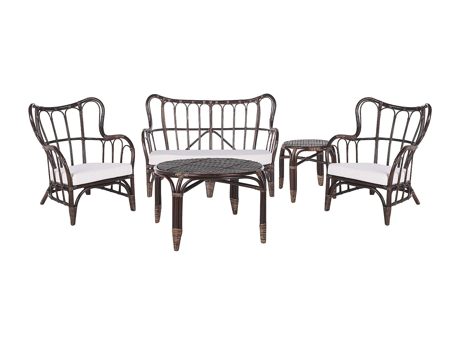 Ensemble de salon de jardin avec table 4 places BRINDISI Rotin Marron foncé