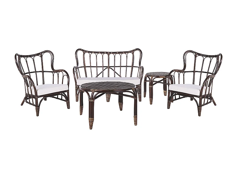 Zestaw ogrodowy ze stolikiem dla 4 osób BRINDISI Rattan Ciemnobrązowy