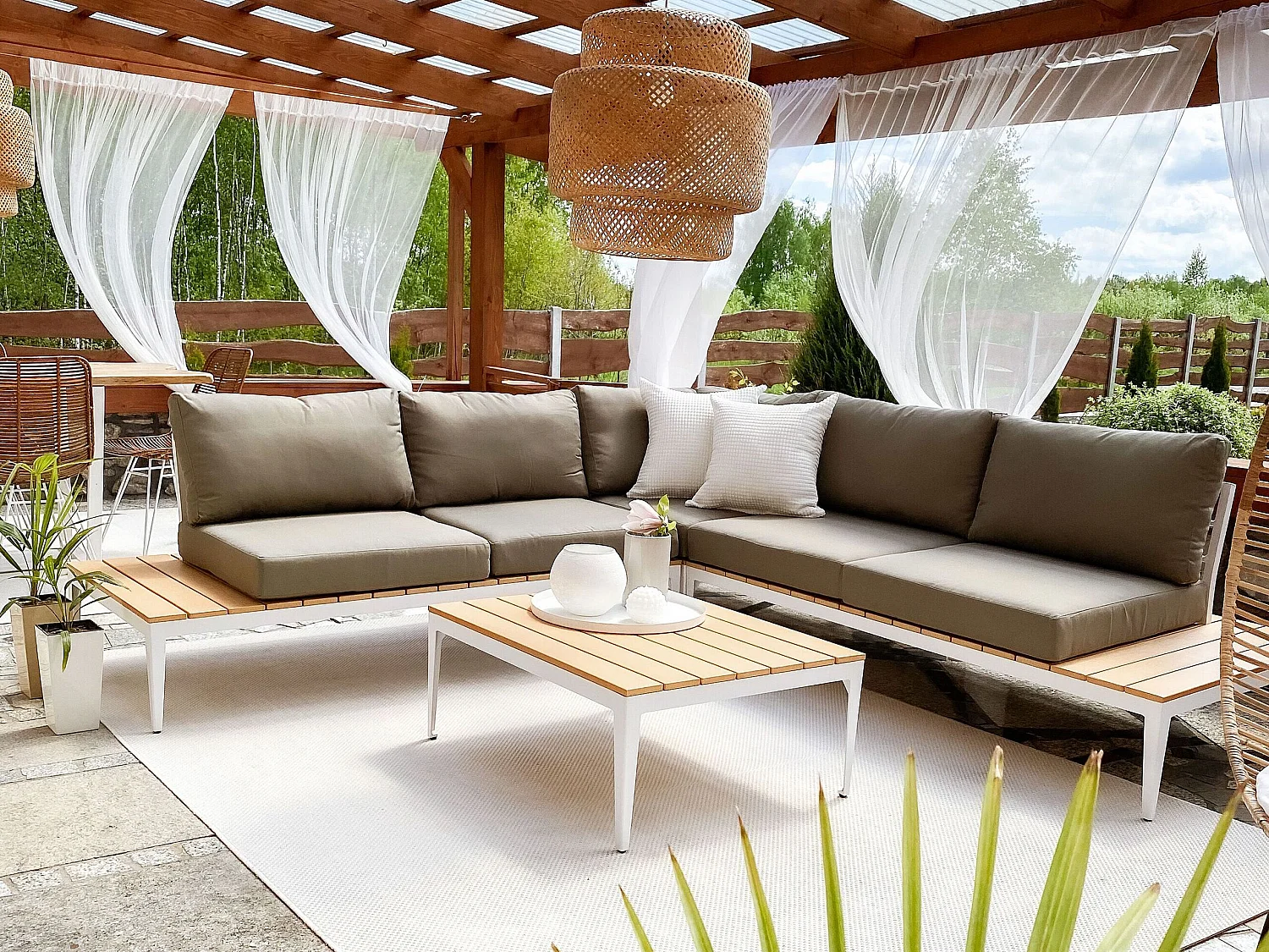 Set di divani angolari da giardino 5 posti POSITANO Grigio