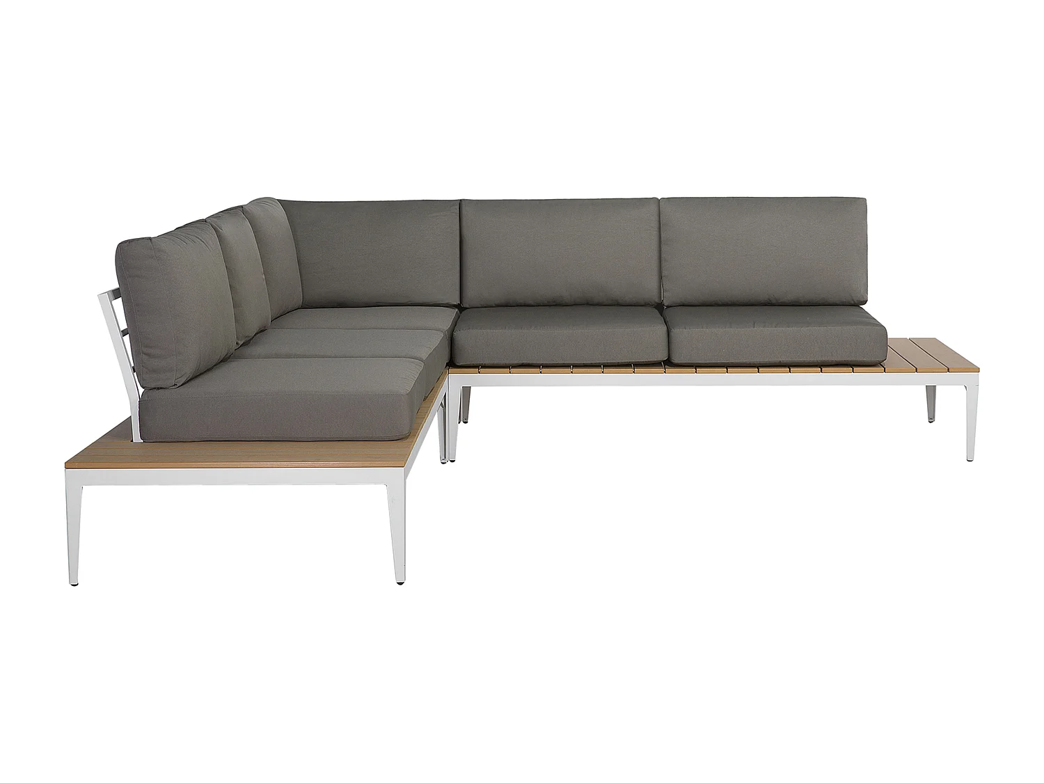 Praktisches Gartenmöbel Ecksofa mit Kaffeetisch Polsterbezug weiß/grau Positano