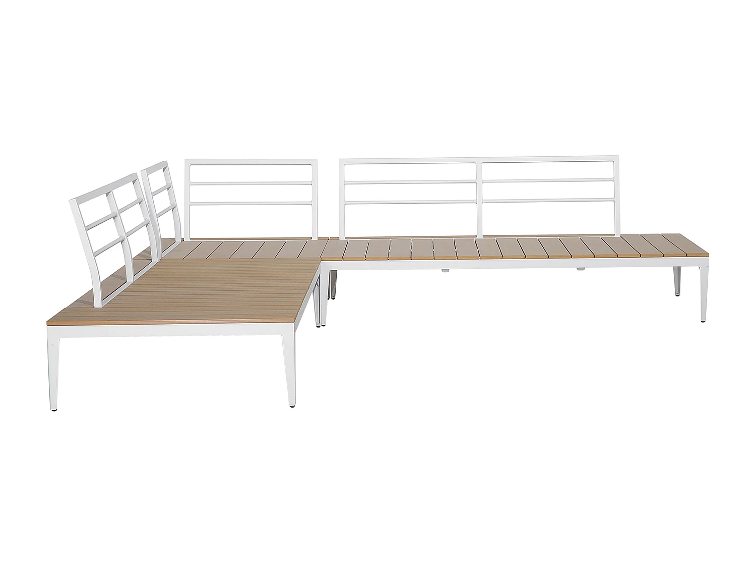 Praktisches Gartenmöbel Ecksofa mit Kaffeetisch Polsterbezug weiß/grau Positano