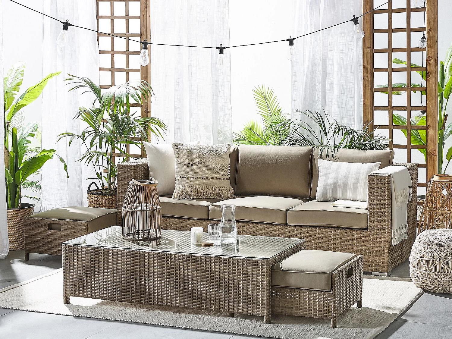 Loungeset met tafel 5-zitter BELLUNO Bruin