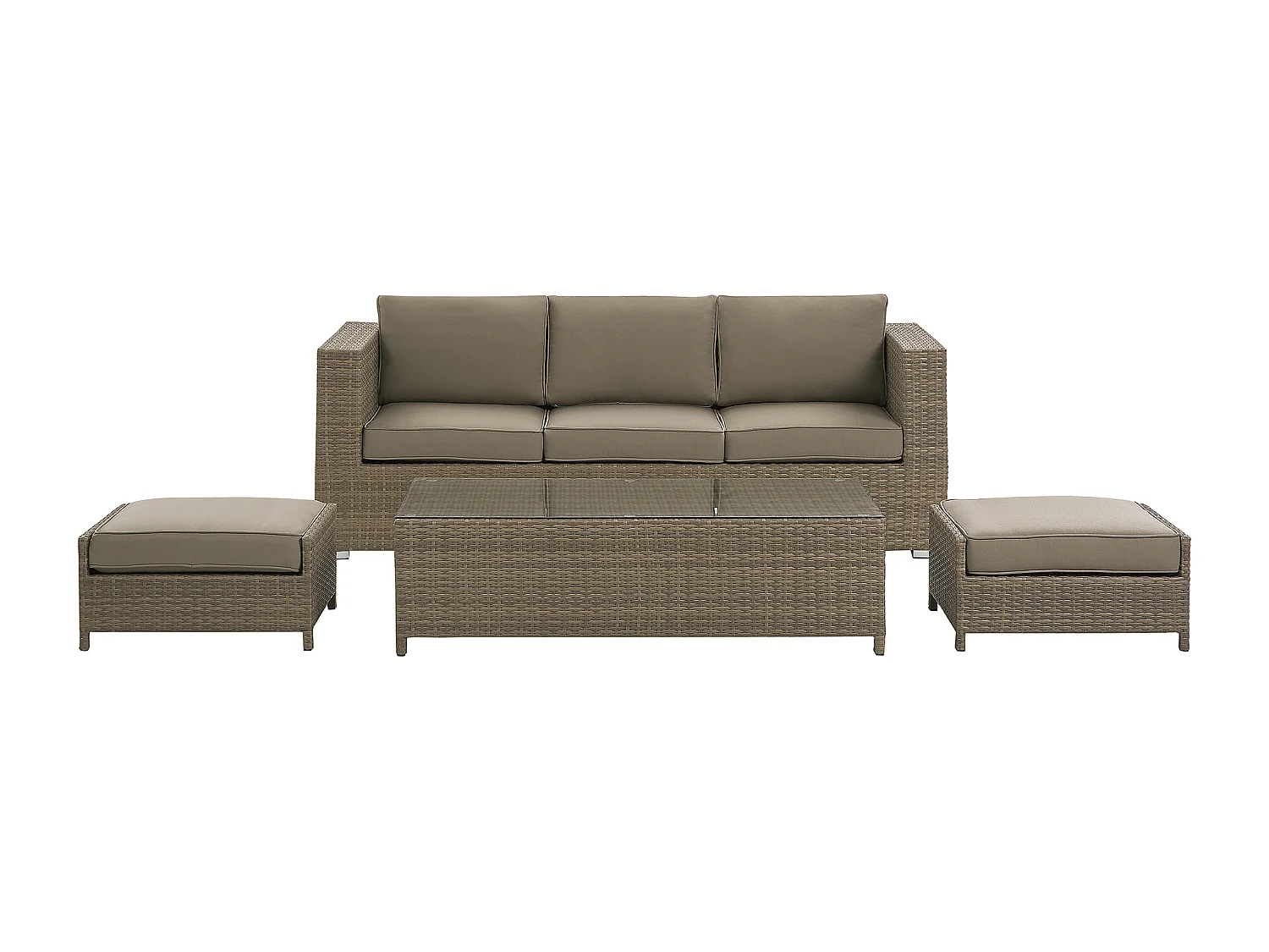 Lounge Set mit Tisch 5-Sitzer BELLUNO Polyrattan Braun
