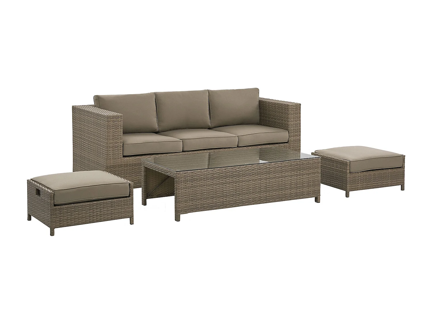 Lounge Set mit Tisch 5-Sitzer BELLUNO Polyrattan Braun