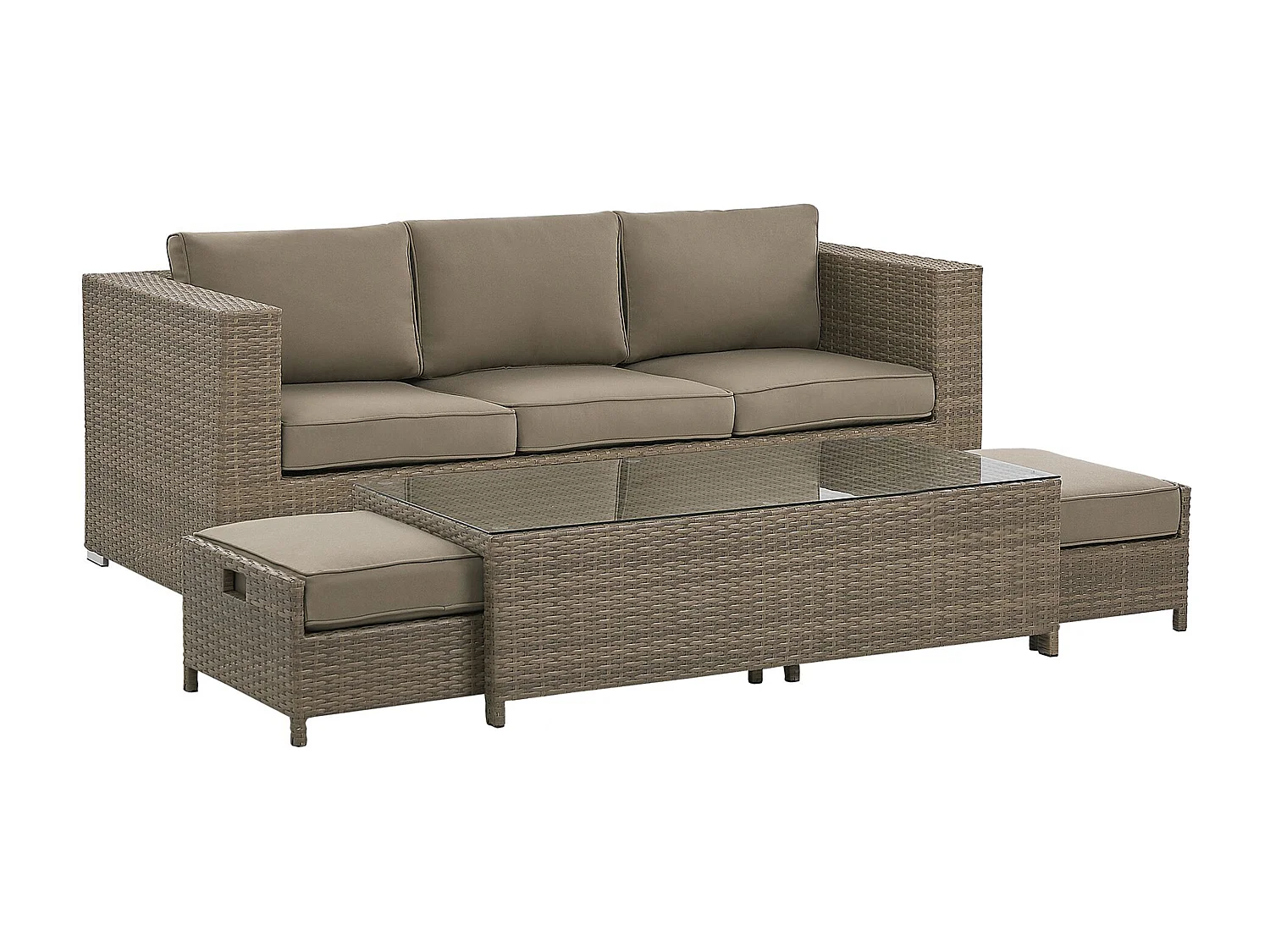 Lounge Set mit Tisch 5-Sitzer BELLUNO Polyrattan Braun