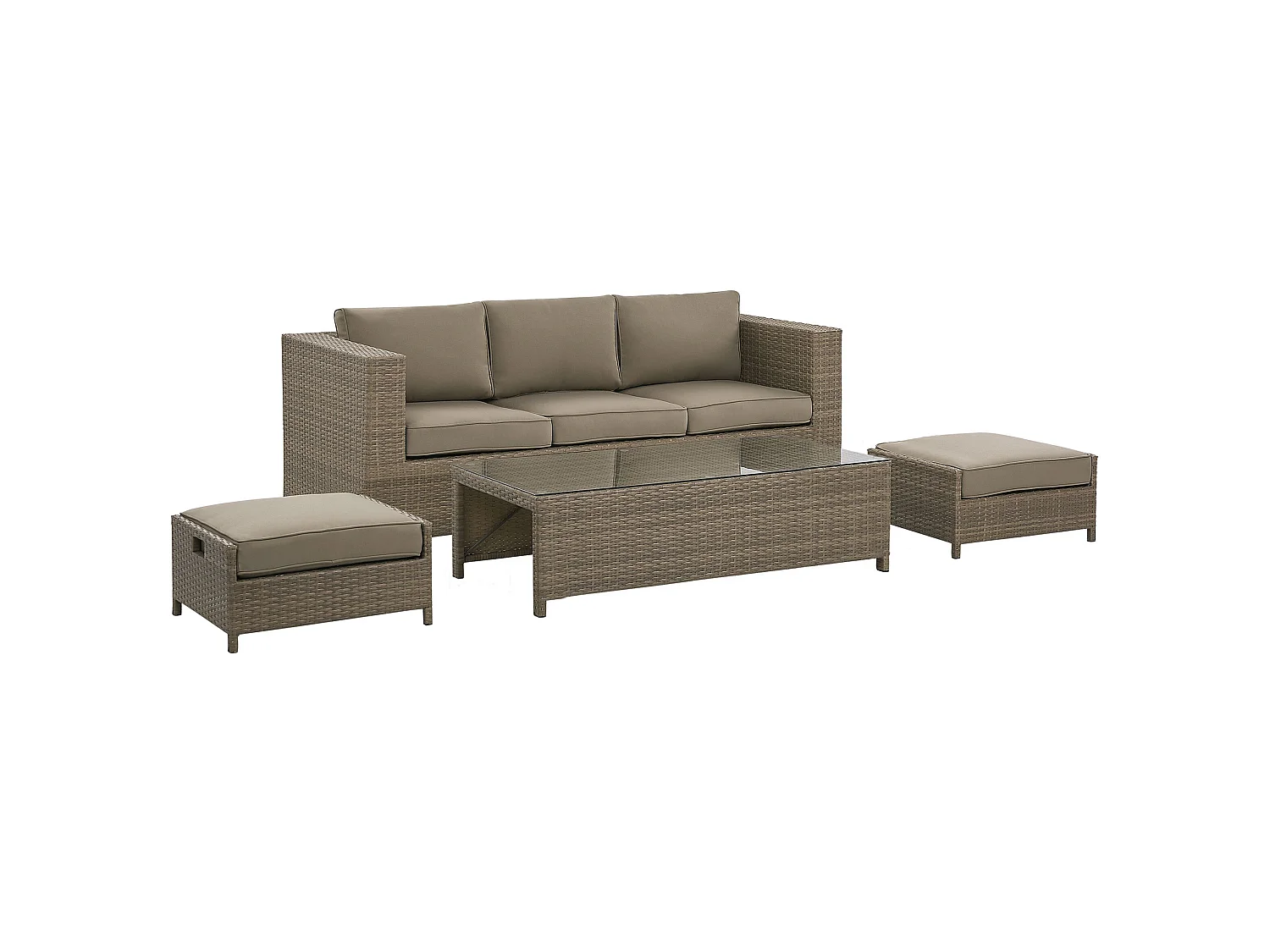 Loungeset met tafel 5-zitter BELLUNO Bruin