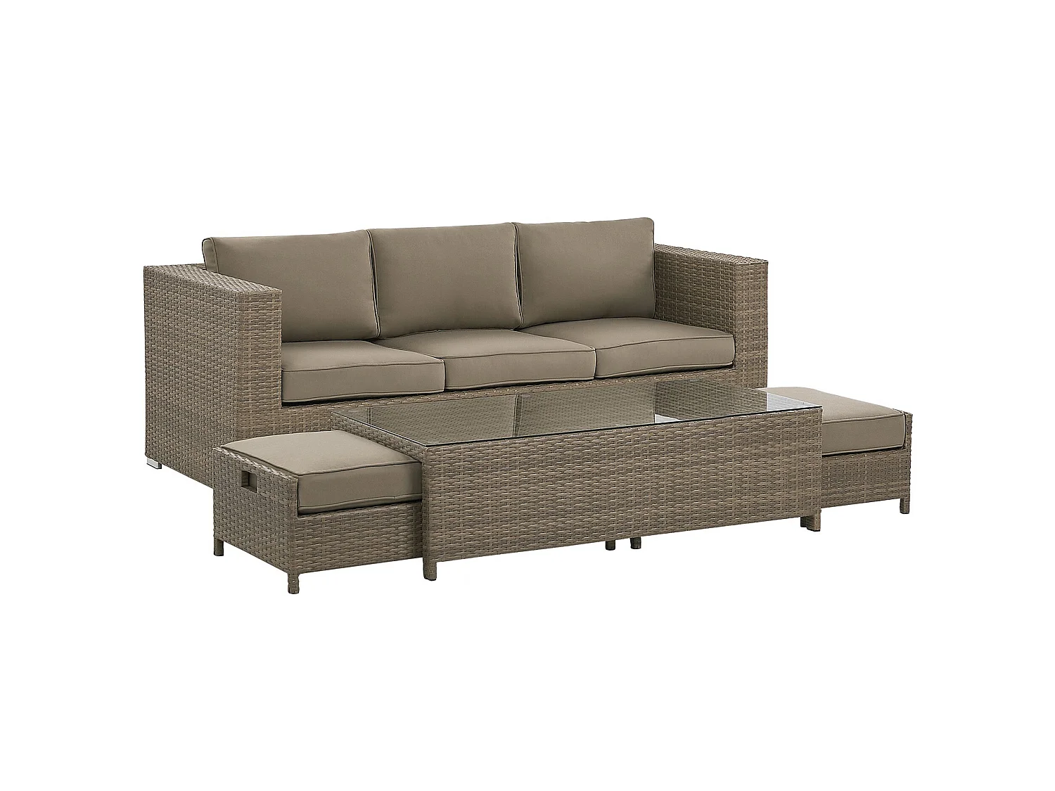 Loungeset met tafel 5-zitter BELLUNO Bruin