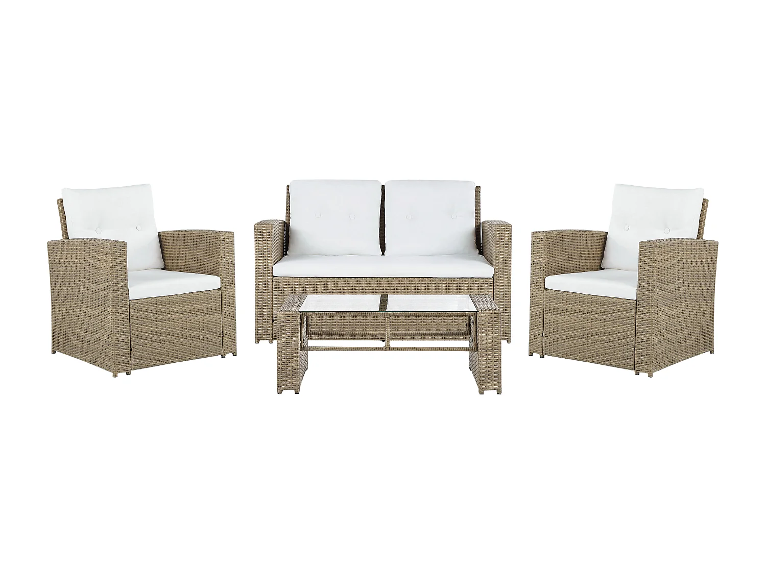 Ensemble de salon de jardin avec table 4 places LUCA Marron clair