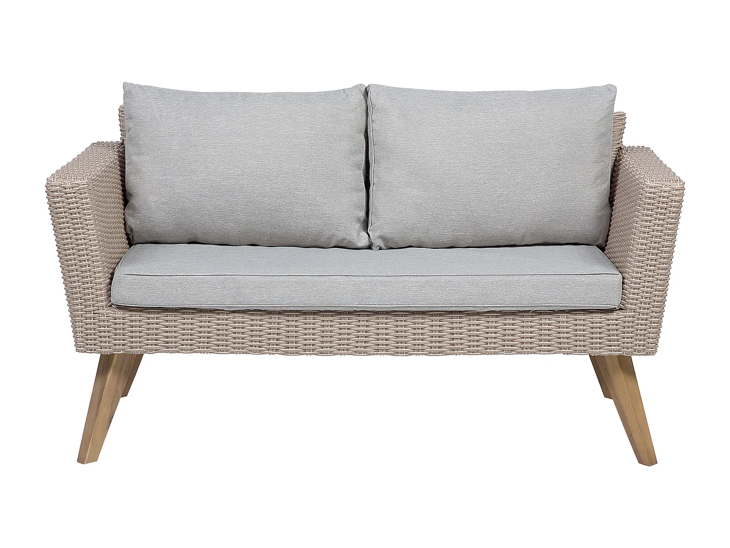 Lounge Set mit Tisch 4-Sitzer VITTORIA Polyrattan Grau