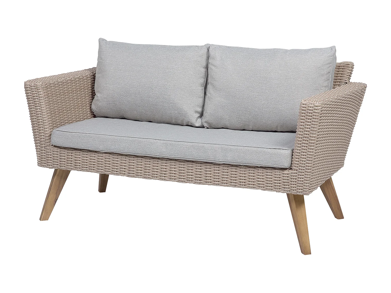 Lounge Set mit Tisch 4-Sitzer VITTORIA Polyrattan Grau