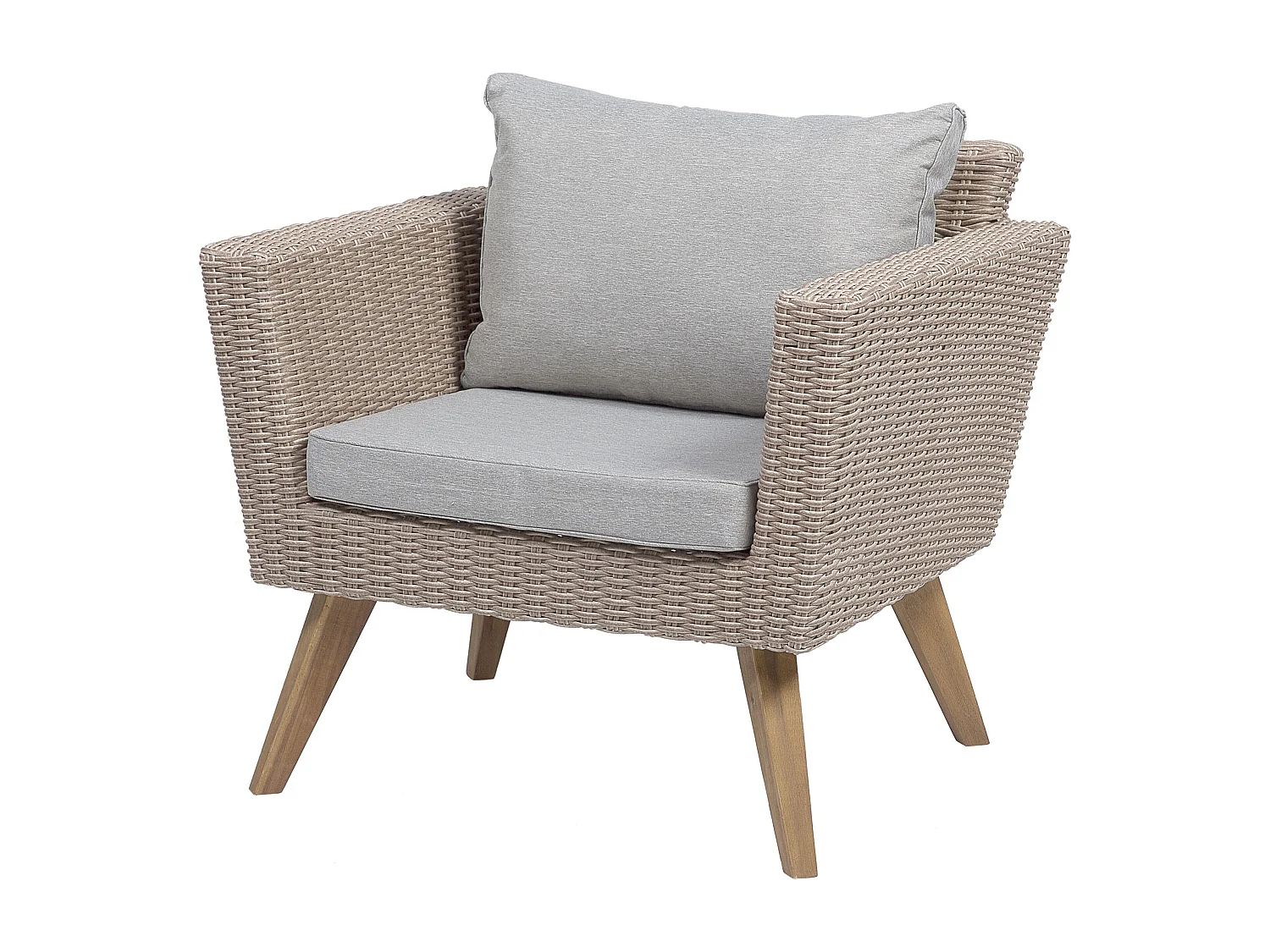 Lounge Set mit Tisch 4-Sitzer VITTORIA Polyrattan Grau