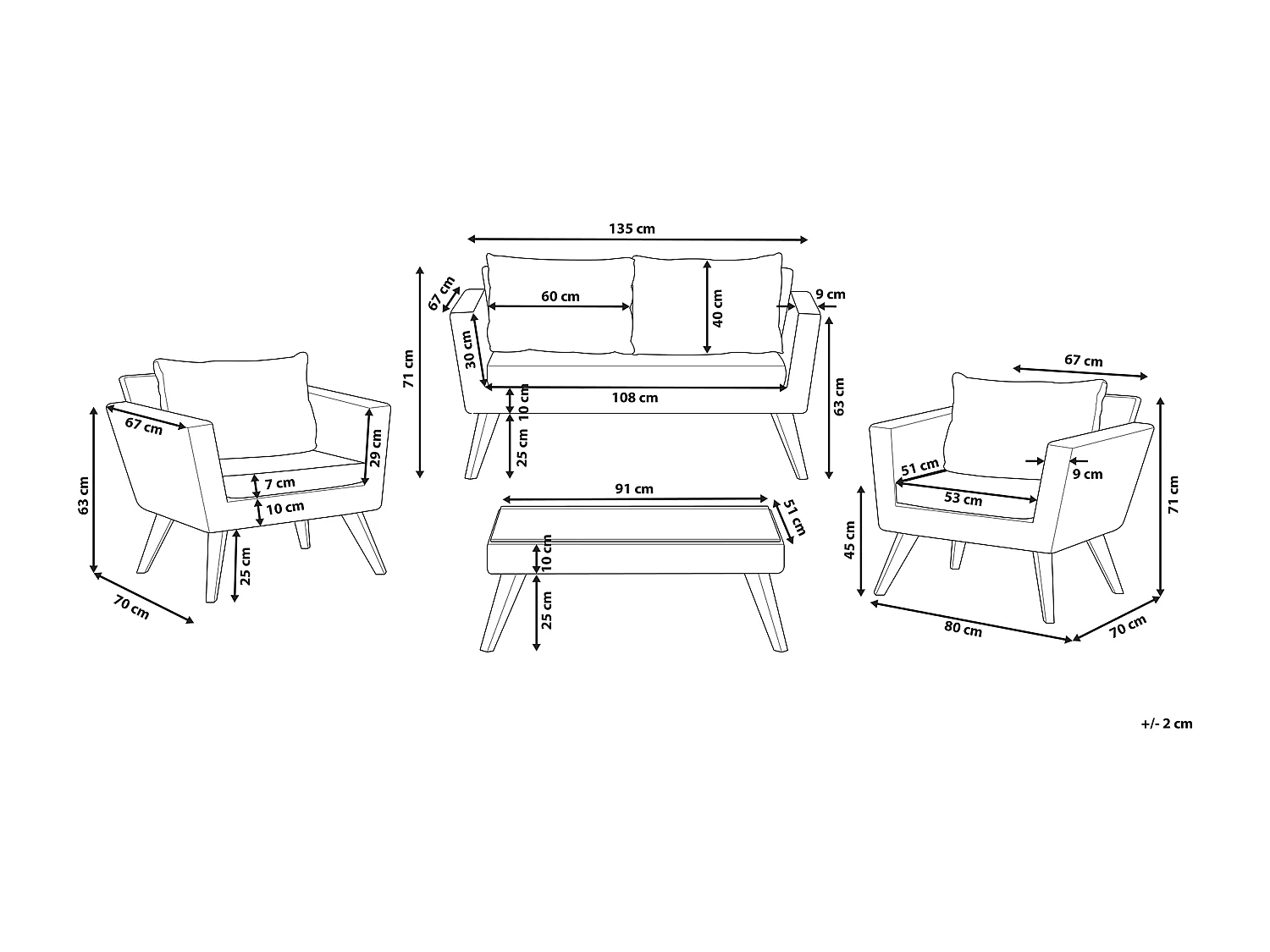 Set da giardino con tavolo 4 posti VITTORIA Grigio